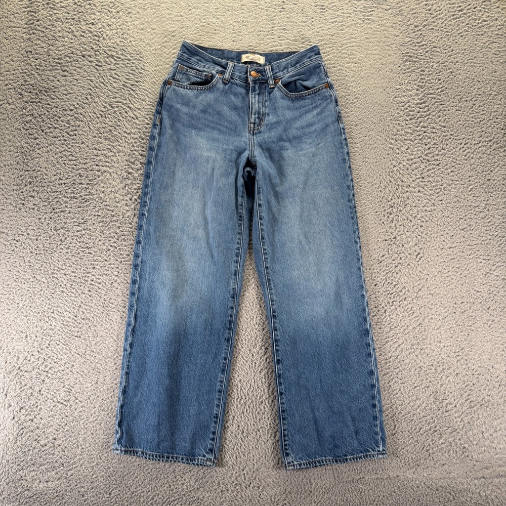 Madewell Jeans Womens 25P Blue Cotton Denim Wide-Leg Streetwear Faded Travel